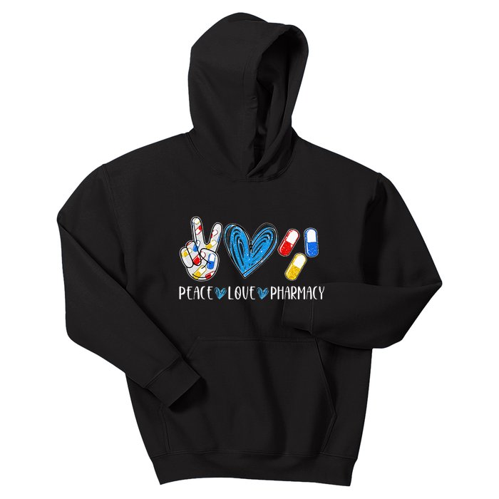 Peace Love Pharmacy Funny Pharmacy Tech Pharmacist Kids Hoodie