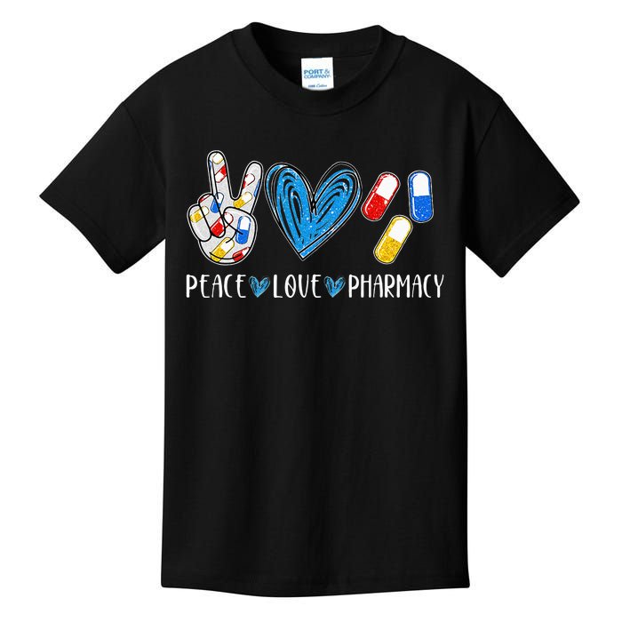 Peace Love Pharmacy Funny Pharmacy Tech Pharmacist Kids T-Shirt