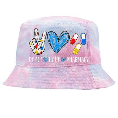 Peace Love Pharmacy Funny Pharmacy Tech Pharmacist Tie-Dyed Bucket Hat