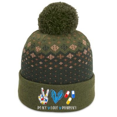 Peace Love Pharmacy Funny Pharmacy Tech Pharmacist The Baniff Cuffed Pom Beanie