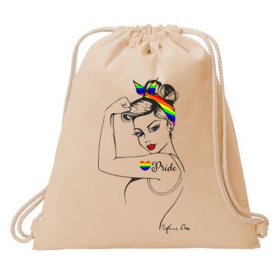 Pride LGBT Power Pin Up Art Modern Rosie The Riveter Drawstring Bag