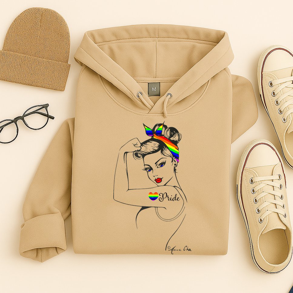 Pride LGBT Power Pin Up Art Modern Rosie The Riveter Hoodie