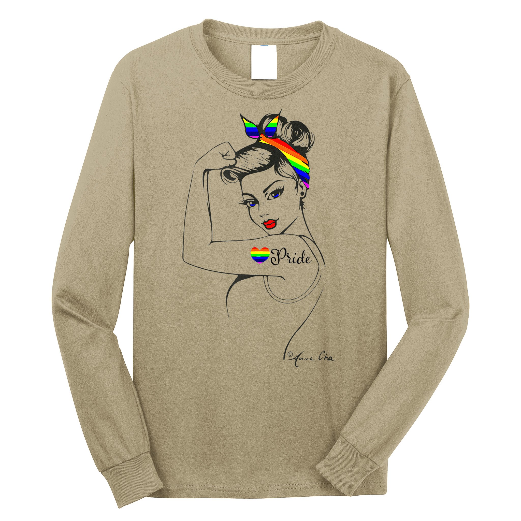 Pride LGBT Power Pin Up Art Modern Rosie The Riveter Long Sleeve Shirt