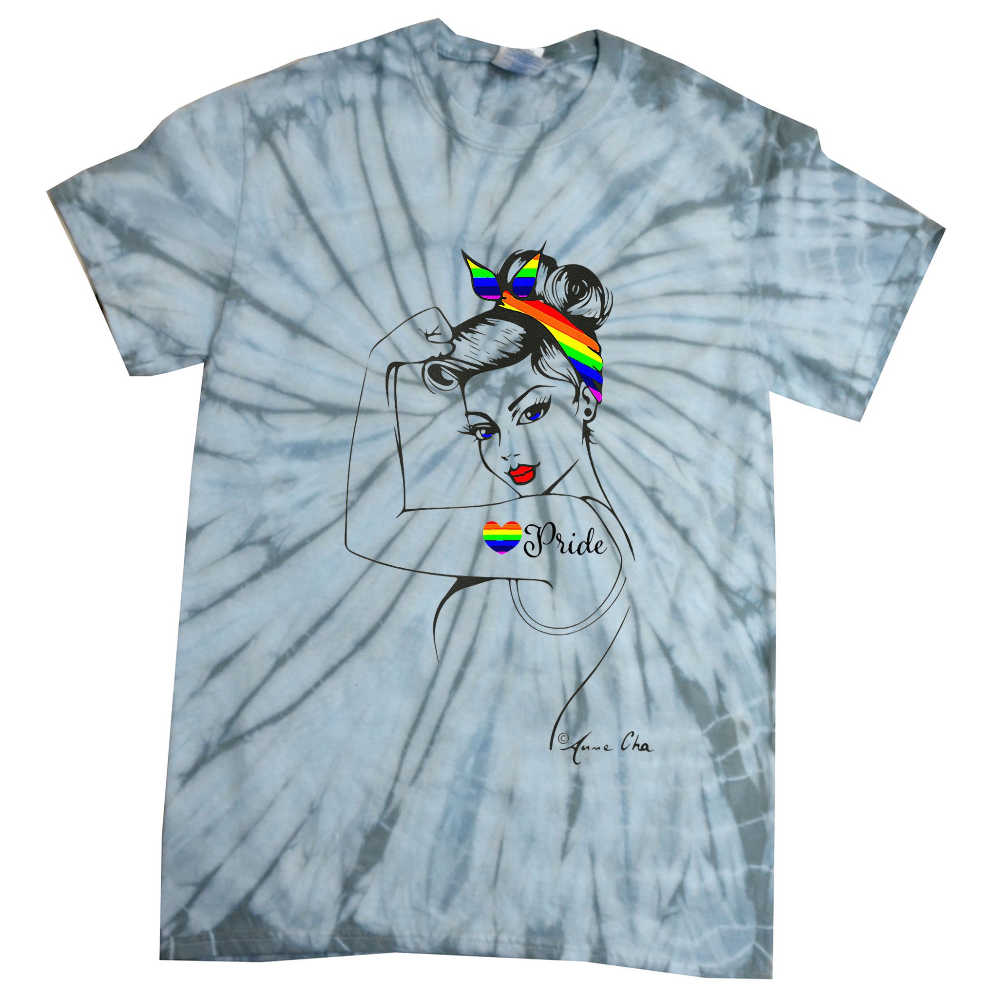 Pride LGBT Power Pin Up Art Modern Rosie The Riveter Tie-Dye T-Shirt