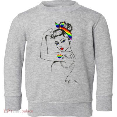Pride LGBT Power Pin Up Art Modern Rosie The Riveter Toddler Sweatshirt