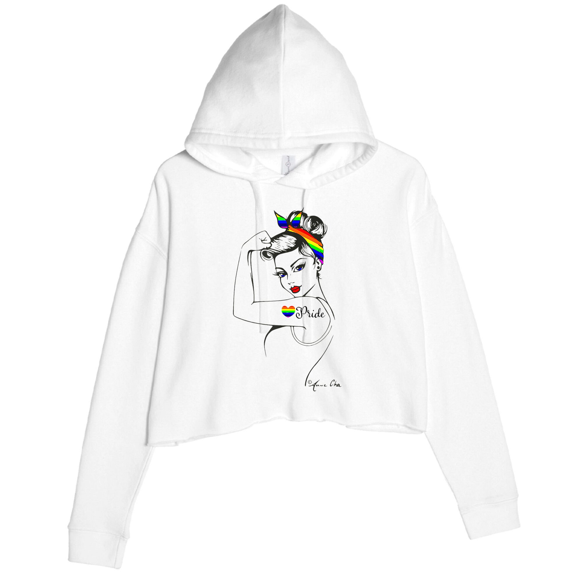 Pride LGBT Power Pin Up Art Modern Rosie The Riveter Crop Fleece Hoodie