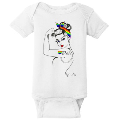 Pride LGBT Power Pin Up Art Modern Rosie The Riveter Baby Bodysuit