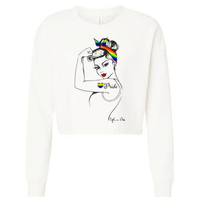 Pride LGBT Power Pin Up Art Modern Rosie The Riveter Cropped Pullover Crew