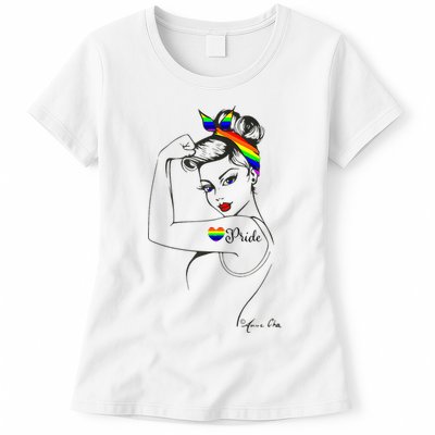 Pride LGBT Power Pin Up Art Modern Rosie The Riveter Womens T-Shirt
