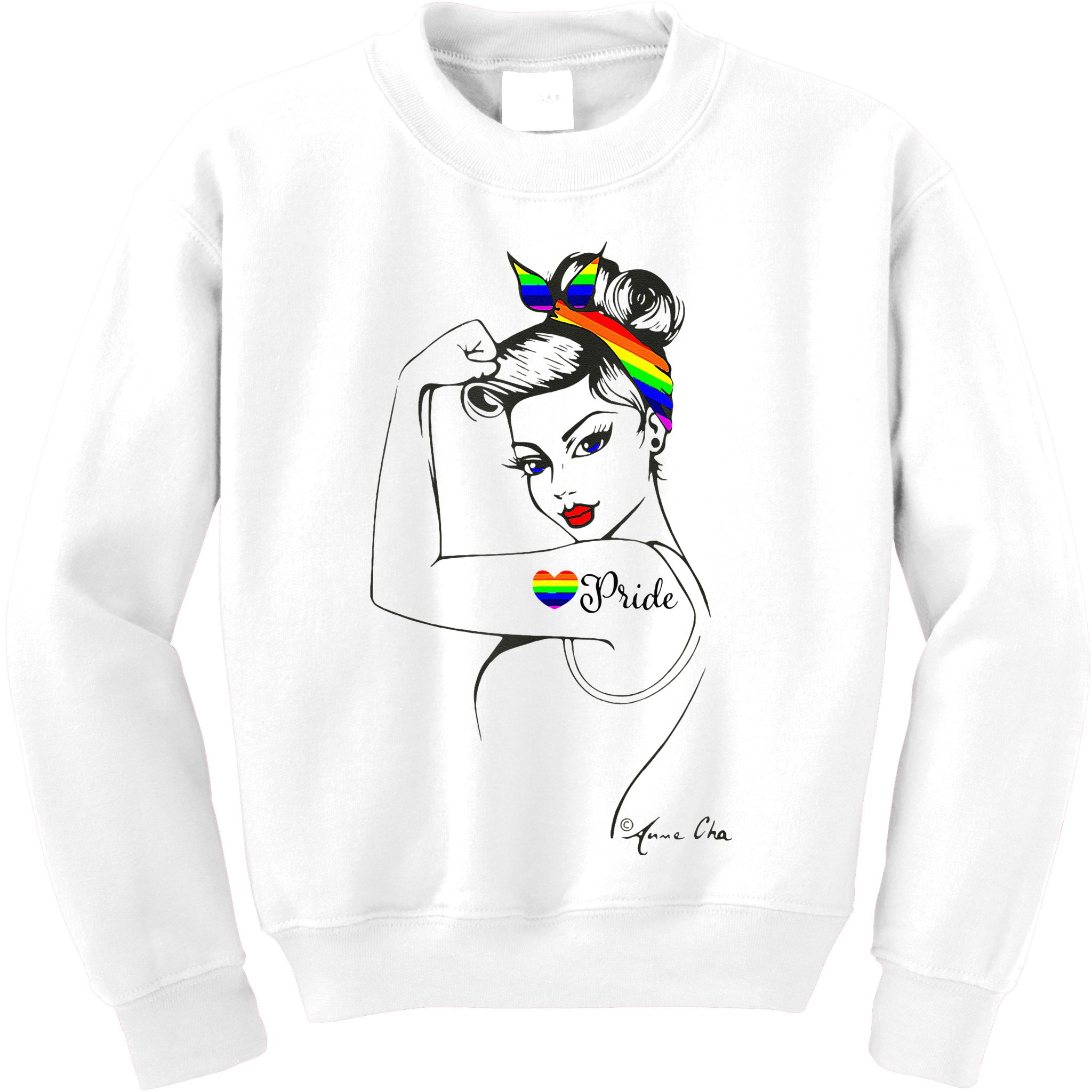 Pride LGBT Power Pin Up Art Modern Rosie The Riveter Kids Sweatshirt