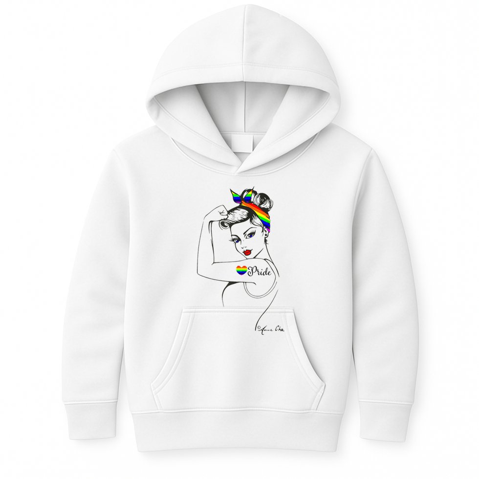 Pride LGBT Power Pin Up Art Modern Rosie The Riveter Kids Hoodie