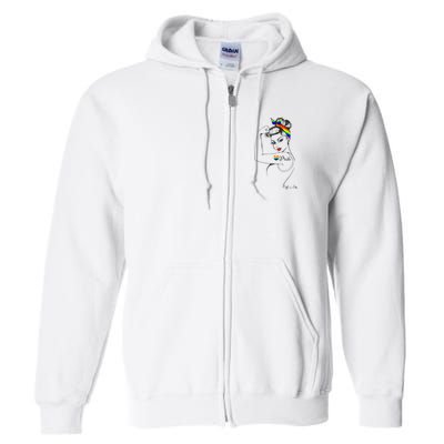 Pride LGBT Power Pin Up Art Modern Rosie The Riveter Full Zip Hoodie