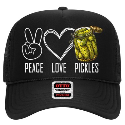 Peace Love Pickles Retro Jar Of Sliced Pickles Funny Food Trucker Hat