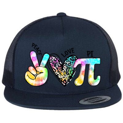 Peace Love Pi Day Happy Math Pi Day Mathematics Lover Gift Flat Bill Trucker Hat