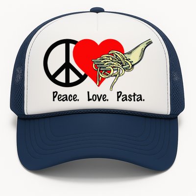 Peace Love Pasta Eat Fork Spaghetti Trucker Hat