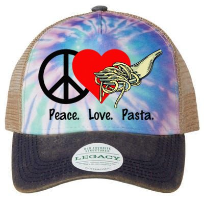 Peace Love Pasta Eat Fork Spaghetti Legacy Tie Dye Trucker Hat