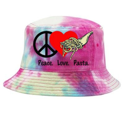 Peace Love Pasta Eat Fork Spaghetti Tie-Dyed Bucket Hat