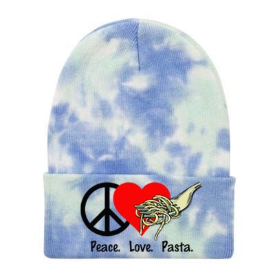 Peace Love Pasta Eat Fork Spaghetti Tie Dye 12in Knit Beanie