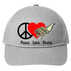 Peace Love Pasta Eat Fork Spaghetti 7-Panel Snapback Hat