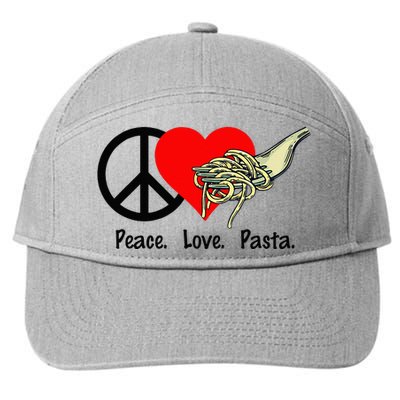 Peace Love Pasta Eat Fork Spaghetti 7-Panel Snapback Hat