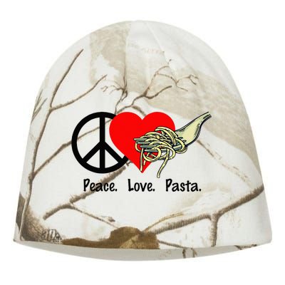 Peace Love Pasta Eat Fork Spaghetti Kati - Camo Knit Beanie