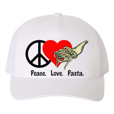 Peace Love Pasta Eat Fork Spaghetti Yupoong Adult 5-Panel Trucker Hat