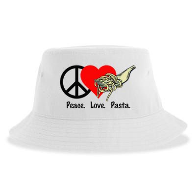 Peace Love Pasta Eat Fork Spaghetti Sustainable Bucket Hat