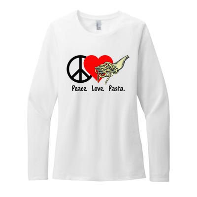 Peace Love Pasta Eat Fork Spaghetti Womens CVC Long Sleeve Shirt