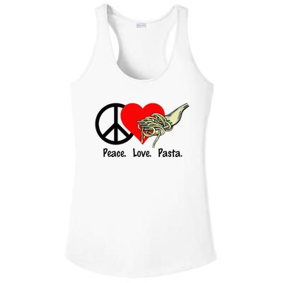 Peace Love Pasta Eat Fork Spaghetti Ladies PosiCharge Competitor Racerback Tank