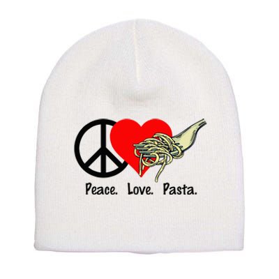 Peace Love Pasta Eat Fork Spaghetti Short Acrylic Beanie