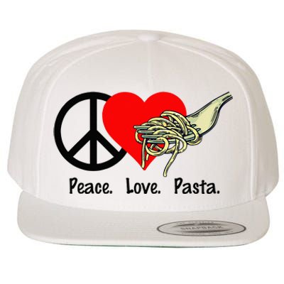 Peace Love Pasta Eat Fork Spaghetti Wool Snapback Cap