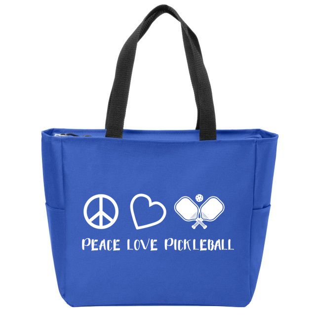 Peace Love Pickleball Funny Pickleball Player Gift Cool Gift Zip Tote Bag