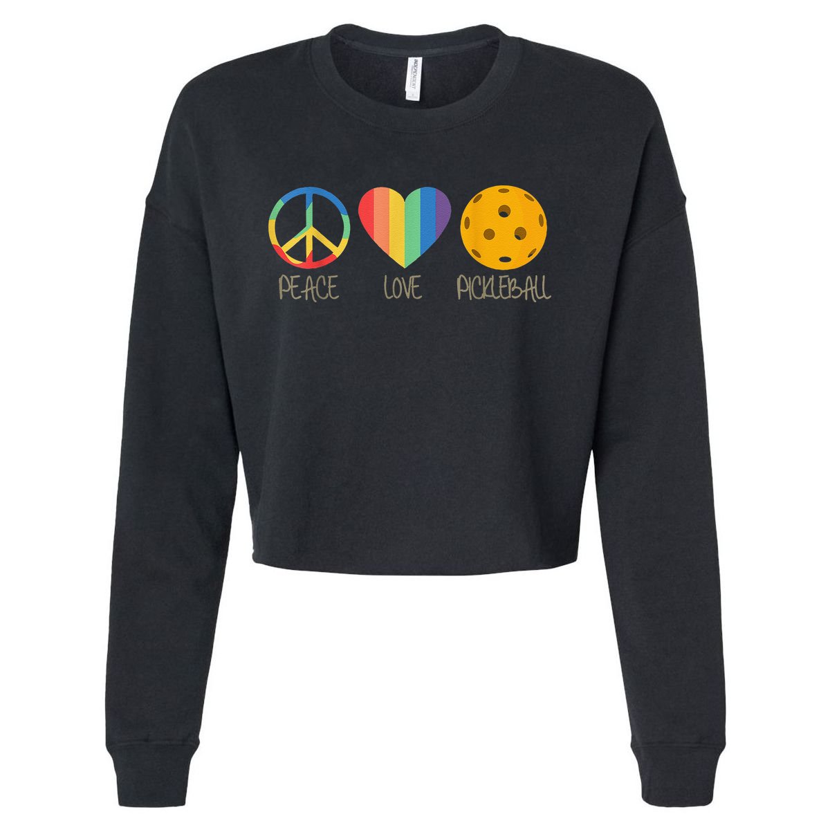 Peace Love Pickleball Vintage Sports Cropped Pullover Crew