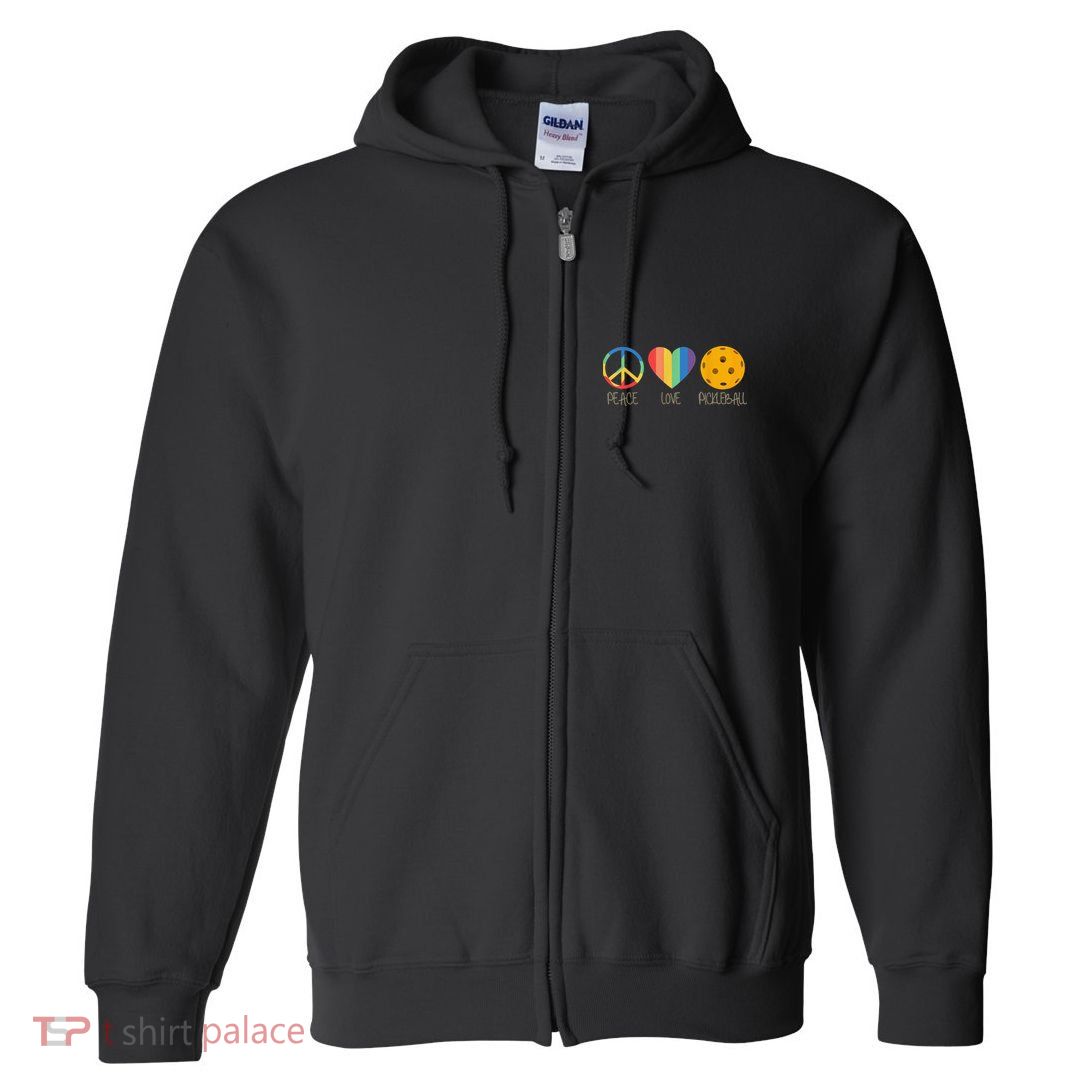 Peace Love Pickleball Vintage Sports Full Zip Hoodie