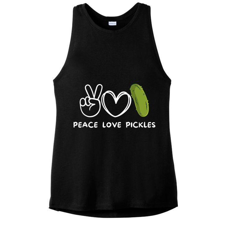 Peace Love Pickles Retro Pickles Lover Food Lover Ladies PosiCharge Tri-Blend Wicking Tank