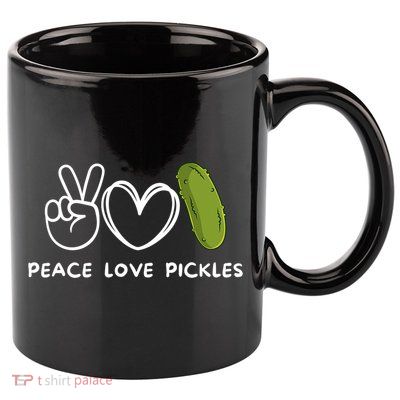 Peace Love Pickles Retro Pickles Lover Food Lover 11oz C Handle Ceramic Mug