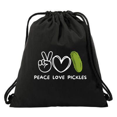 Peace Love Pickles Retro Pickles Lover Food Lover Drawstring Bag
