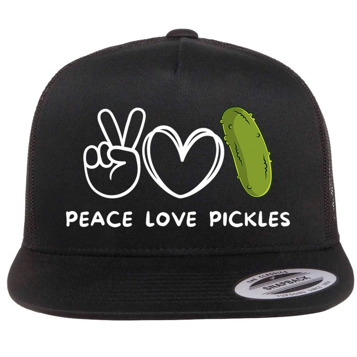 Peace Love Pickles Retro Pickles Lover Food Lover Flatbill Hat
