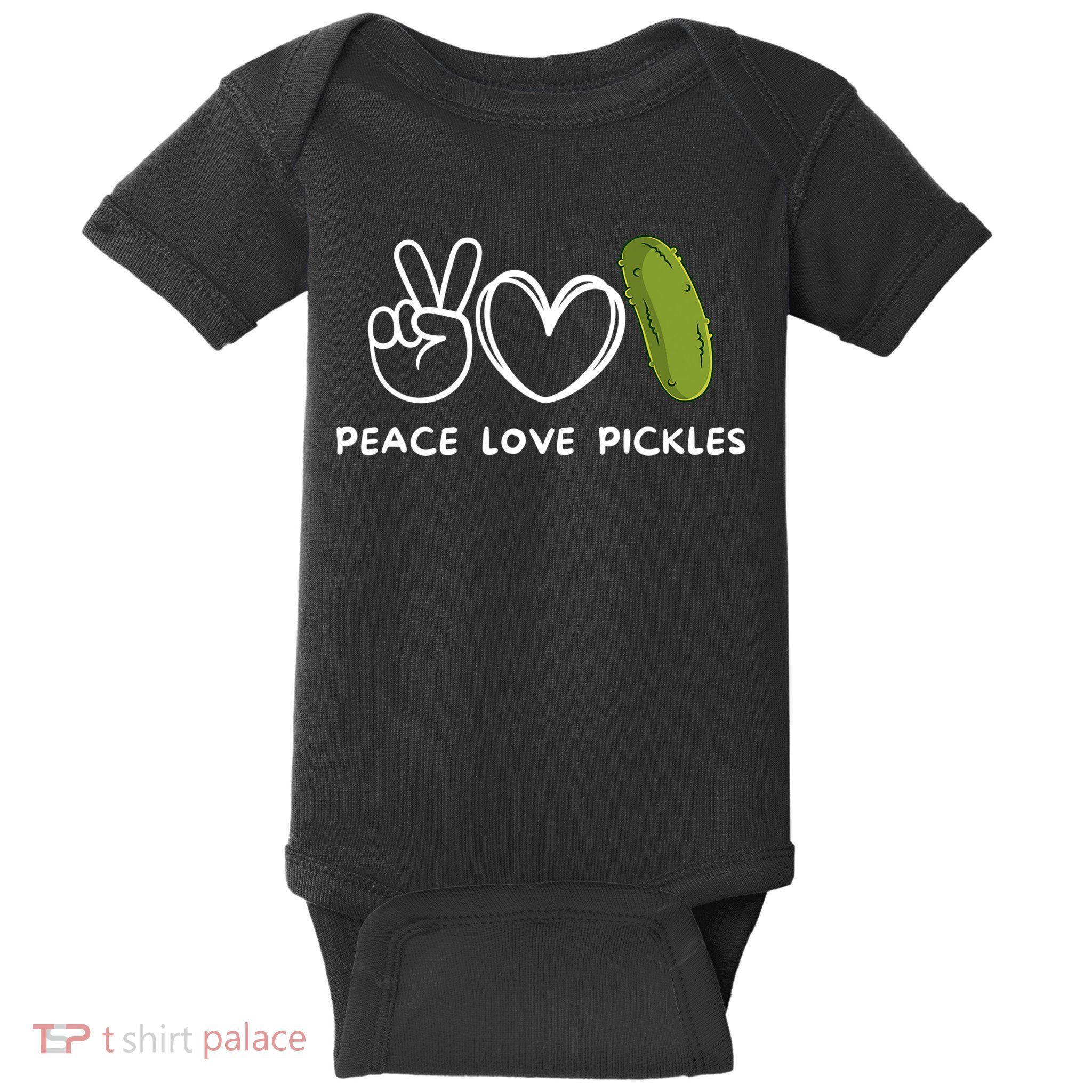 Peace Love Pickles Retro Pickles Lover Food Lover Baby Bodysuit