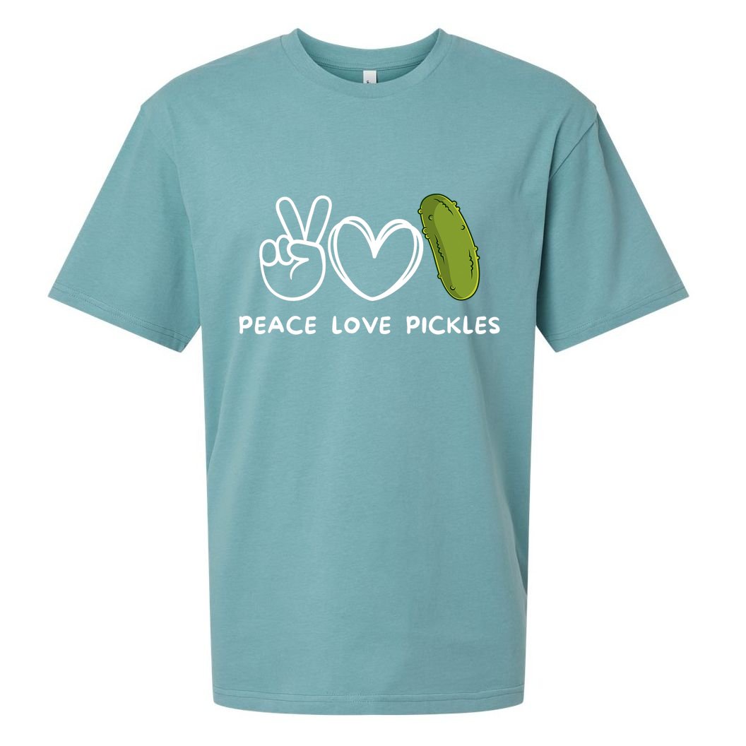Peace Love Pickles Retro Pickles Lover Food Lover Sueded Cloud Jersey T-Shirt