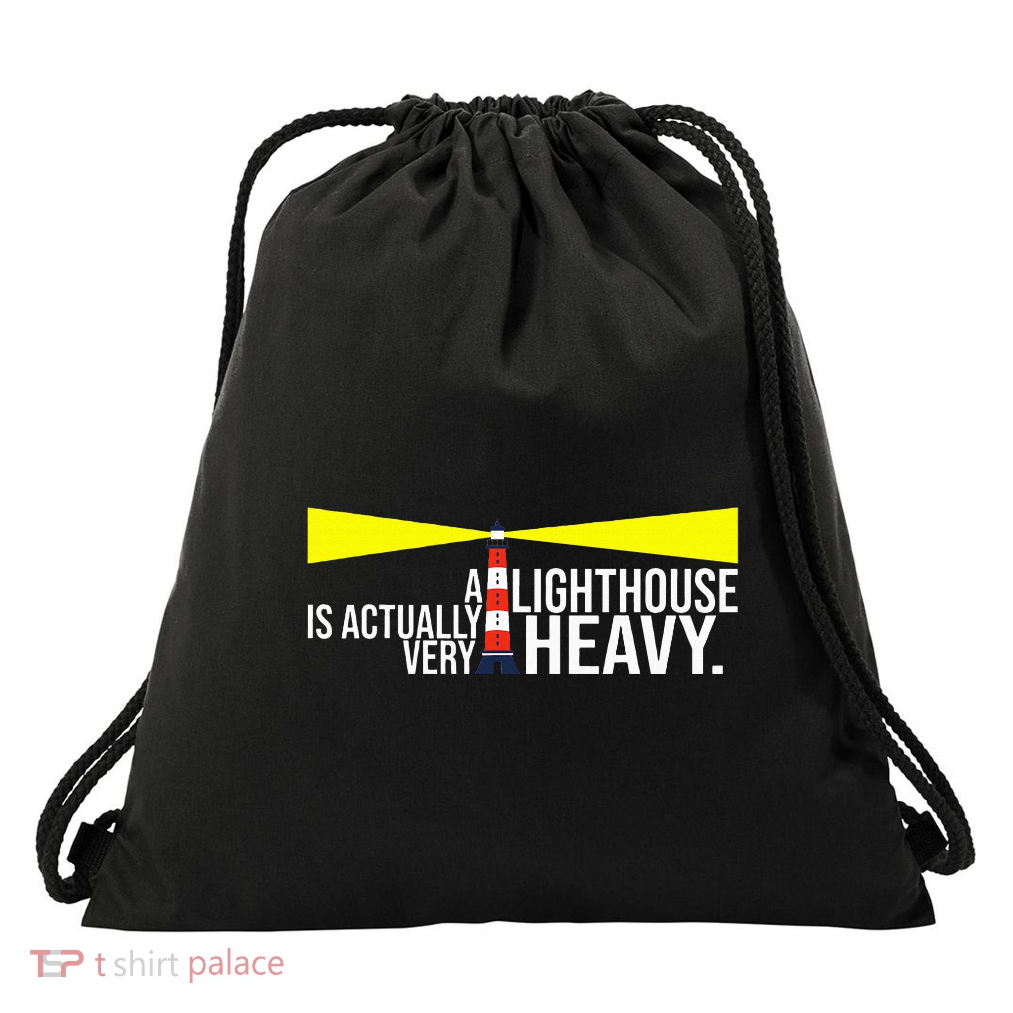 Punny Lighthouse Drawstring Bag