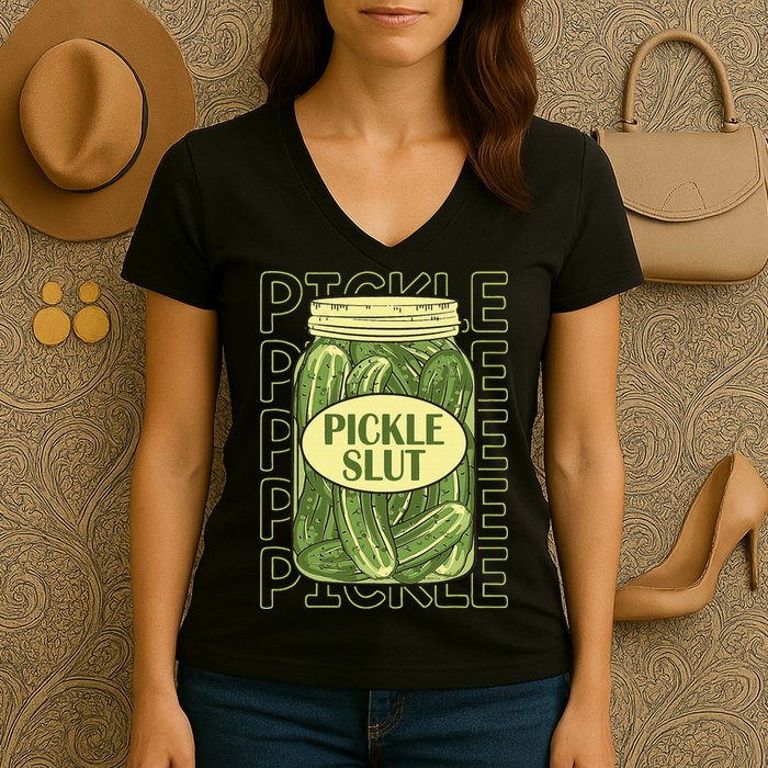 Pickle Lover Pickle Slut Women's V-Neck T-Shirt