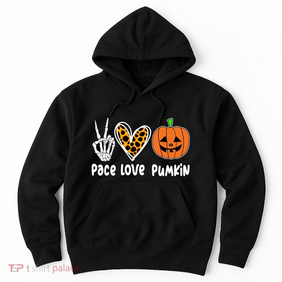 Pace Love Pumkin Halloween Love Heart Skeleton Peace Pumpkins Hoodie