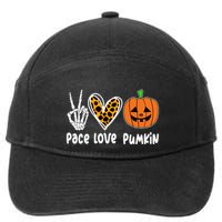 Pace Love Pumkin Halloween Love Heart Skeleton Peace Pumpkins 7-Panel Snapback Hat