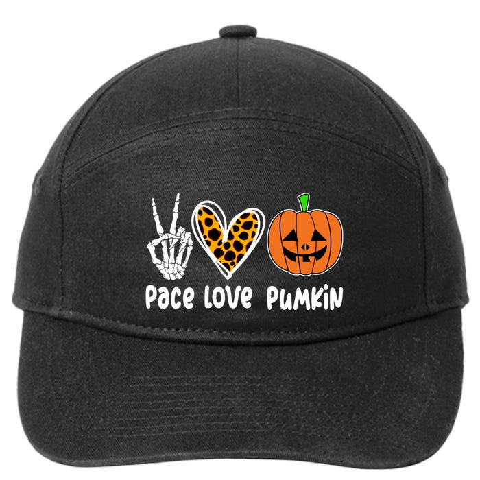 Pace Love Pumkin Halloween Love Heart Skeleton Peace Pumpkins 7-Panel Snapback Hat