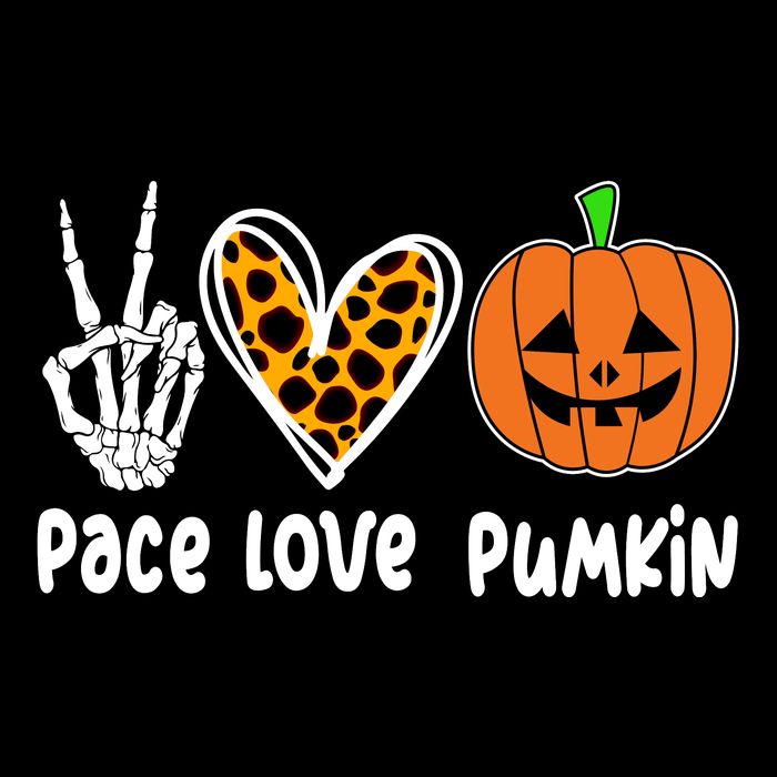 Pace Love Pumkin Halloween Love Heart Skeleton Peace Pumpkins Women's V-Neck T-Shirt