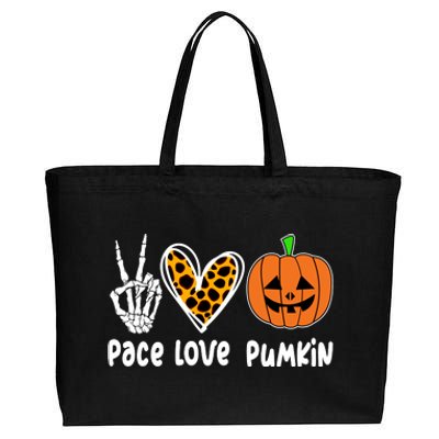 Pace Love Pumkin Halloween Love Heart Skeleton Peace Pumpkins Cotton Canvas Jumbo Tote