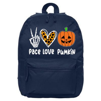 Pace Love Pumkin Halloween Love Heart Skeleton Peace Pumpkins 16 in Basic Backpack