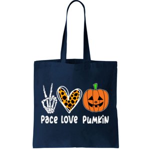 Pace Love Pumkin Halloween Love Heart Skeleton Peace Pumpkins Tote Bag