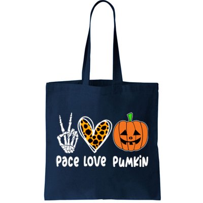 Pace Love Pumkin Halloween Love Heart Skeleton Peace Pumpkins Tote Bag